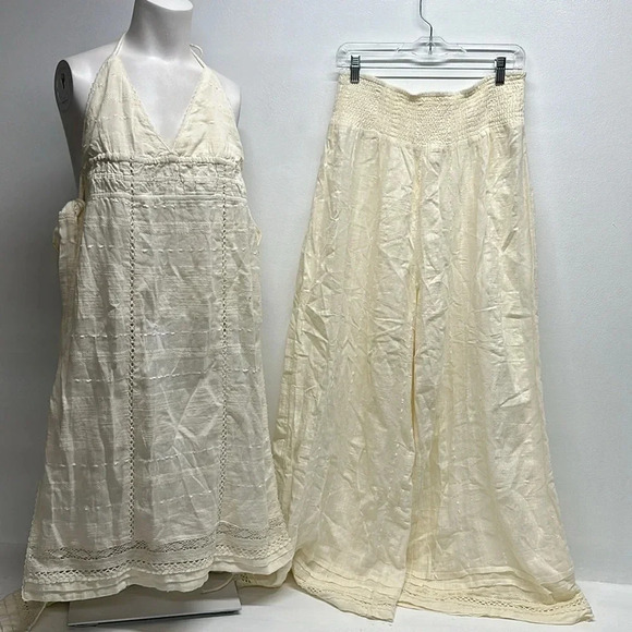 Free People Nikki Co-Ord 2 Piece Matching Set in Ivory Cotton New Size Large - Picture 2 of 10